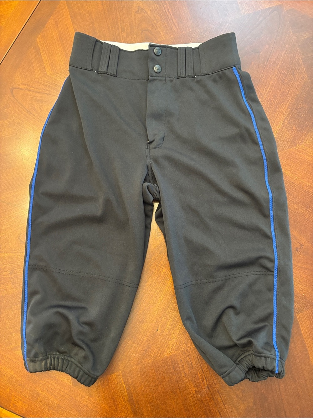 Men's Black Baseball knicker Pants with Royal Blue Piping